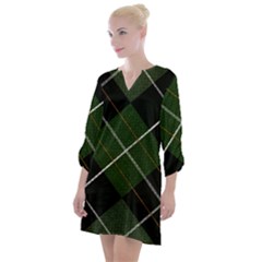 Modern Green Plaid Open Neck Shift Dress by ConteMonfrey