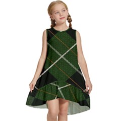 Modern Green Plaid Kids  Frill Swing Dress by ConteMonfrey