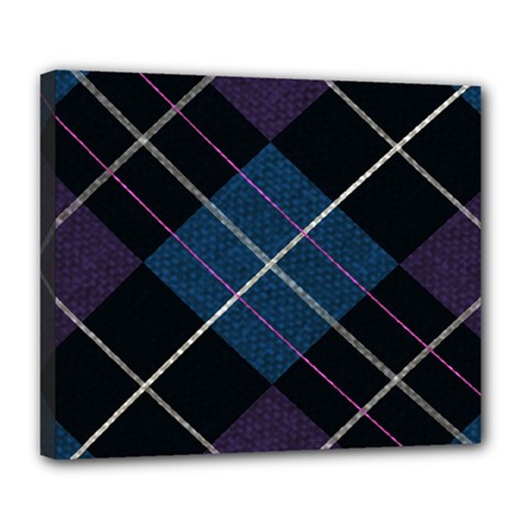 Modern Blue Plaid Deluxe Canvas 24  X 20  (stretched) by ConteMonfrey