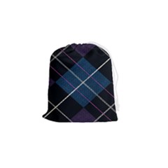 Modern Blue Plaid Drawstring Pouch (small) by ConteMonfrey