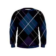 Modern Blue Plaid Kids  Sweatshirt by ConteMonfrey