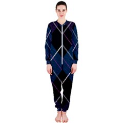 Modern Blue Plaid Onepiece Jumpsuit (ladies) by ConteMonfrey