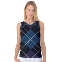 Modern Blue Plaid Women s Basketball Tank Top by ConteMonfrey