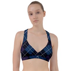 Modern Blue Plaid Sweetheart Sports Bra by ConteMonfrey