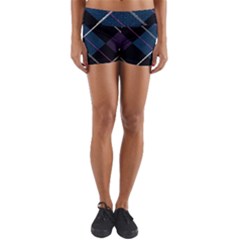 Modern Blue Plaid Yoga Shorts by ConteMonfrey