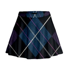 Modern Blue Plaid Mini Flare Skirt by ConteMonfrey