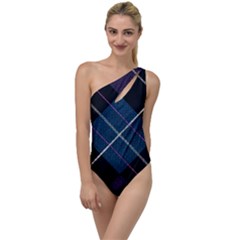 Modern Blue Plaid To One Side Swimsuit by ConteMonfrey