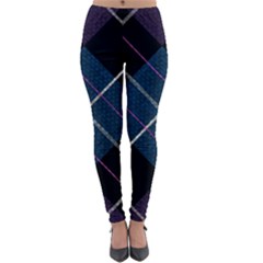 Modern Blue Plaid Lightweight Velour Leggings by ConteMonfrey