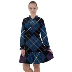 Modern Blue Plaid All Frills Chiffon Dress by ConteMonfrey