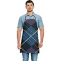 Modern Blue Plaid Kitchen Apron View1