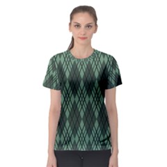 Dark Green Multi Colors Plaid  Women s Sport Mesh Tee