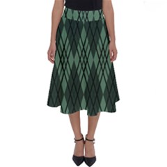 Dark Green Multi Colors Plaid  Perfect Length Midi Skirt