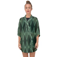 Dark Green Multi Colors Plaid  Half Sleeve Chiffon Kimono by ConteMonfrey