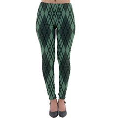 Dark Green Multi Colors Plaid  Lightweight Velour Leggings by ConteMonfrey