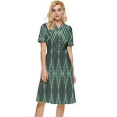 Dark Green Multi Colors Plaid  Button Top Knee Length Dress by ConteMonfrey