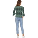 Dark Green Multi Colors Plaid  Bell Sleeve Top View4