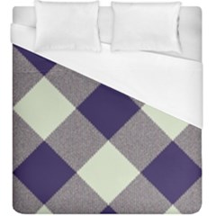 Dark Blue And White Diagonal Plaids Duvet Cover (king Size) by ConteMonfrey