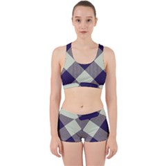 Dark Blue And White Diagonal Plaids Work It Out Gym Set by ConteMonfrey