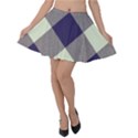 Dark blue and white diagonal plaids Velvet Skater Skirt View1