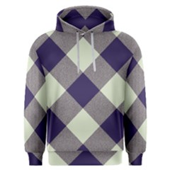 Dark Blue And White Diagonal Plaids Men s Overhead Hoodie by ConteMonfrey