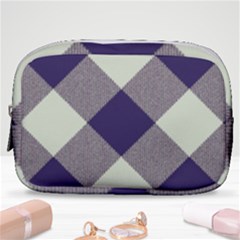 Dark Blue And White Diagonal Plaids Make Up Pouch (small) by ConteMonfrey