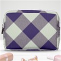 Dark blue and white diagonal plaids Make Up Pouch (Medium) View1