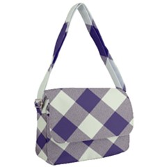 Dark Blue And White Diagonal Plaids Courier Bag by ConteMonfrey