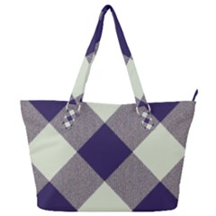 Dark Blue And White Diagonal Plaids Full Print Shoulder Bag by ConteMonfrey