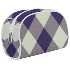 Dark Blue And White Diagonal Plaids Make Up Case (medium) by ConteMonfrey