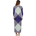 Dark blue and white diagonal plaids Long Sleeve Velour Longline Maxi Dress View4