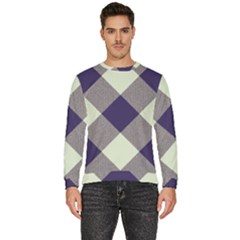 Dark Blue And White Diagonal Plaids Men s Fleece Sweatshirt by ConteMonfrey