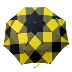 Dark Yellow Diagonal Plaids Folding Umbrellas by ConteMonfrey