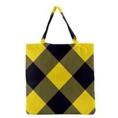 Dark Yellow Diagonal Plaids Grocery Tote Bag by ConteMonfrey