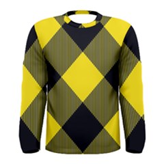 Dark Yellow Diagonal Plaids Men s Long Sleeve Tee by ConteMonfrey