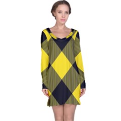 Dark Yellow Diagonal Plaids Long Sleeve Nightdress by ConteMonfrey