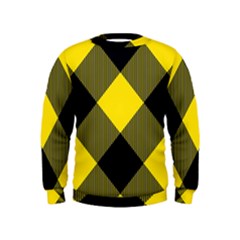 Dark Yellow Diagonal Plaids Kids  Sweatshirt by ConteMonfrey