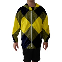 Dark Yellow Diagonal Plaids Kids  Hooded Windbreaker by ConteMonfrey