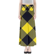 Dark Yellow Diagonal Plaids Full Length Maxi Skirt by ConteMonfrey