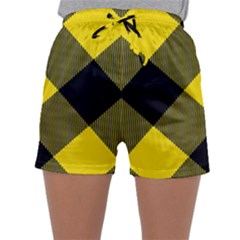 Dark Yellow Diagonal Plaids Sleepwear Shorts by ConteMonfrey