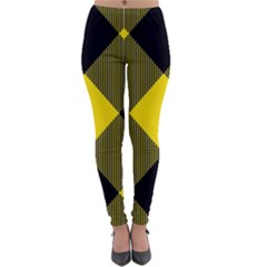 Dark Yellow Diagonal Plaids Lightweight Velour Leggings by ConteMonfrey