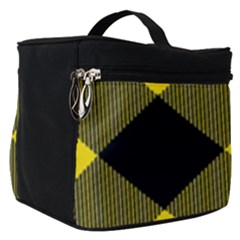 Dark Yellow Diagonal Plaids Make Up Travel Bag (small) by ConteMonfrey