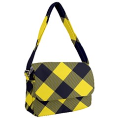 Dark Yellow Diagonal Plaids Courier Bag by ConteMonfrey