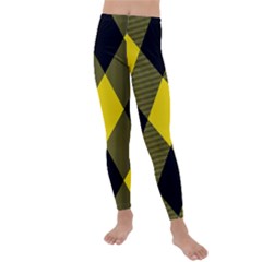 Dark Yellow Diagonal Plaids Kids  Lightweight Velour Leggings