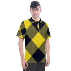 Dark Yellow Diagonal Plaids Men s Polo Tee by ConteMonfrey