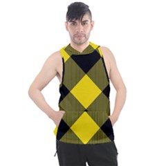 Dark Yellow Diagonal Plaids Men s Sleeveless Hoodie by ConteMonfrey