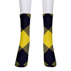 Dark Yellow Diagonal Plaids Crew Socks by ConteMonfrey