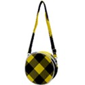 Dark Yellow diagonal plaids Crossbody Circle Bag View1