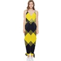 Dark Yellow diagonal plaids Sleeveless Tie Ankle Chiffon Jumpsuit View1