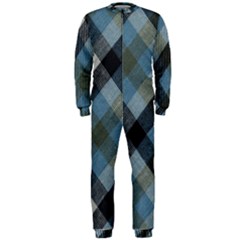 Black And Blue Iced Plaids  Onepiece Jumpsuit (men) by ConteMonfrey