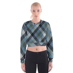 Black And Blue Iced Plaids  Cropped Sweatshirt